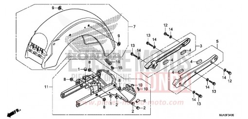 REAR FENDER (VT750C/CA/CS) VT750CSD de 2013
